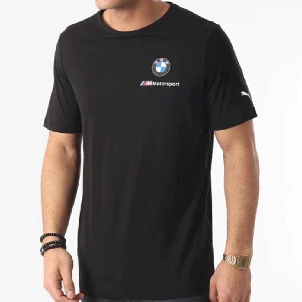 Puma BMW Motorsport Essential Short Sleeve Tee Shirt in Black, Men’s size Small